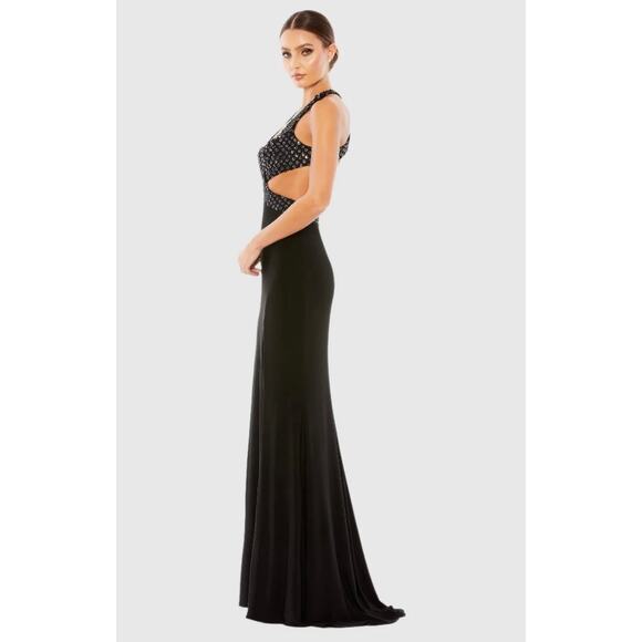 Mac Duggal 68166 Cutout Waist Criss Cross Back Dress Black size 0 - Picture 4 of 10